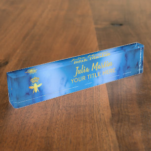 Placa De Nombre Personalizado QUEEN BEE Aestética Holder azul