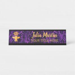 Placa De Nombre Personalizado QUEEN BEE Negro Purple Nameplate Hol