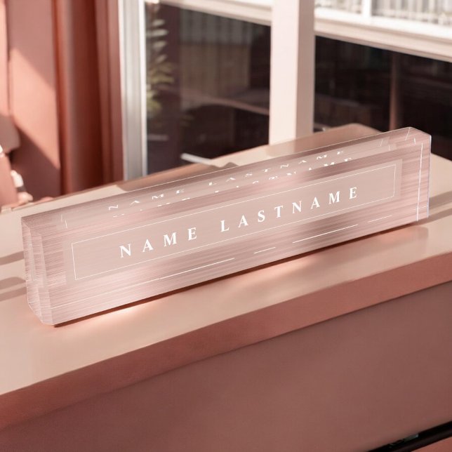 Placa De Nombre Personalizado Rosa de oro Rubor Relieve metalizado (Subido por el creador)