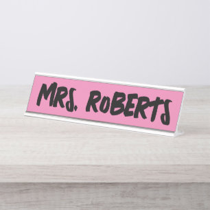 Placa De Nombre Personalizado Teacher Desk Nombre Plate pink