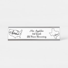 Placa De Nombre Personalizado Texas State US Home Line Art