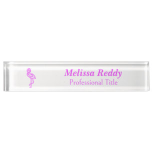 Placa De Nombre Personalizado texto neón color rosa flamingo logot