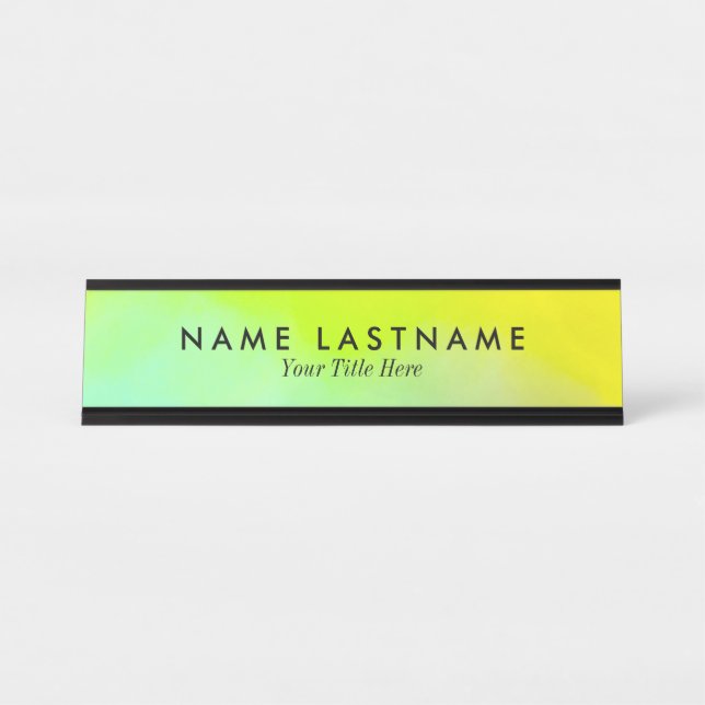 Placa De Nombre Personalizado verde amarillo brillante (Anverso)