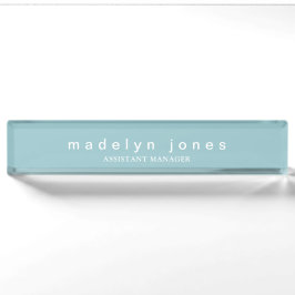 Placa De Nombre Personalizado Verde Teal Moderno