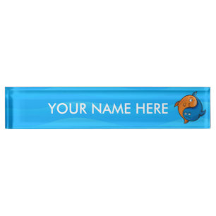 Placa De Nombre Personalizado Yin Yang Fish