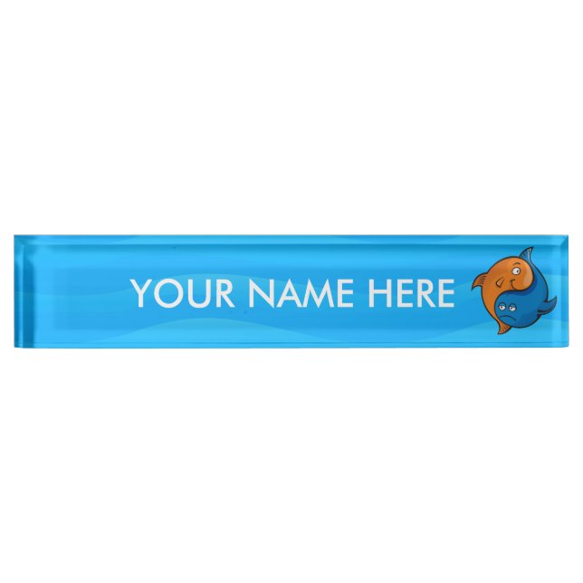 Placa De Nombre Personalizado Yin Yang Fish (Anverso)