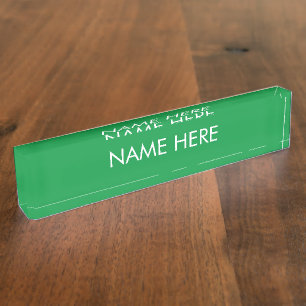 Placa De Nombre personalizar, cambiar el nombre de texto verde bla