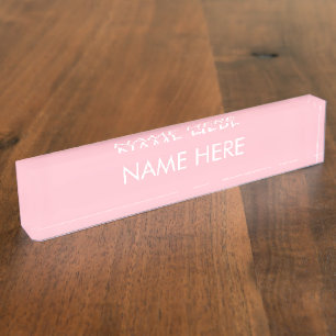Placa De Nombre personalizar, cambiar el nombre del texto rosa bla