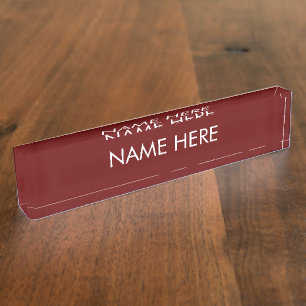 Placa De Nombre personalizar, cambiar nombre de texto maroon wine