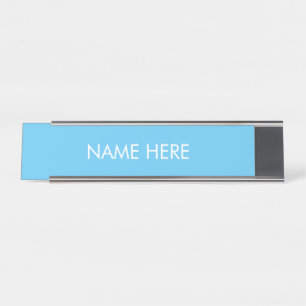 Placa De Nombre personalizar, cambiar nombre texto azul claro blan