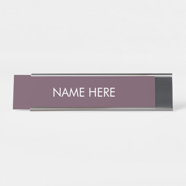 Placa De Nombre personalizar, cambiar nombre texto eggplant morado (Anverso)