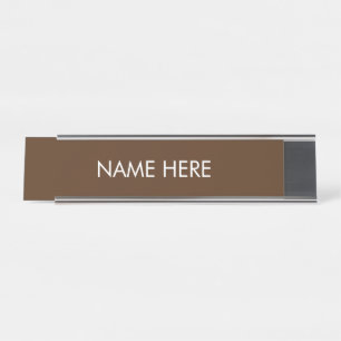 Placa De Nombre personalizar, cambiar nombre texto marrón blanco