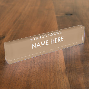 Placa De Nombre personalizar, cambiar nombre texto marrón claro bl