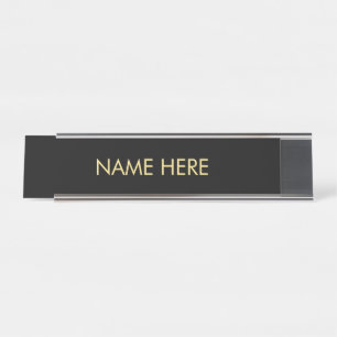 Placa De Nombre personalizar, cambiar nombre texto negro simil oro