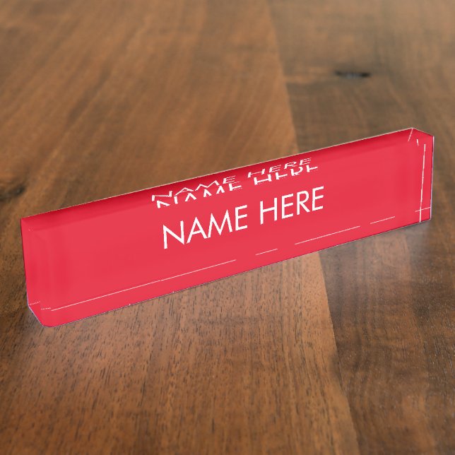 Placa De Nombre personalizar, cambiar nombre texto rojo blanco (Lateral)