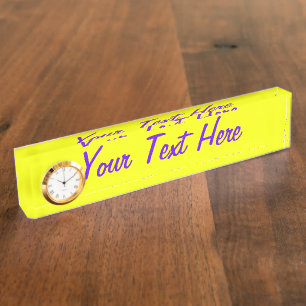 Placa De Nombre Personalizar De Color Amarillo Limón Personalizado