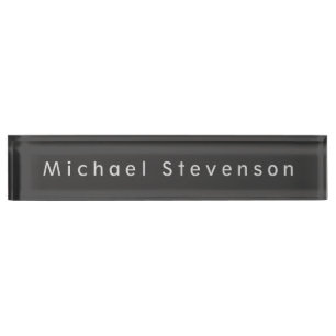 Placa De Nombre Personalizar lindo Texto Único Escritorio Gris Nom