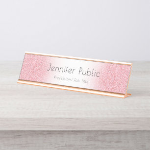 Placa De Nombre Personalizar Rosa Gold Modern Template Profesional