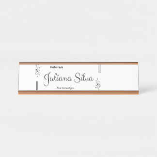 Placa De Nombre Personalized Floral Name Tag – Black & White Minim