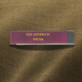 Placa De Nombre Personalized Maroon Leather Look 