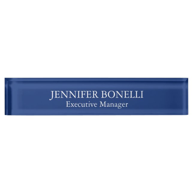 Placa De Nombre Personalized minimalist dark blue add your name (Anverso)