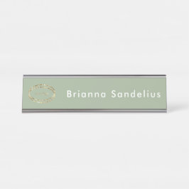 Placa De Nombre Personalized Minimalist Sage Green Business Logo
