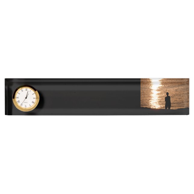 Placa De Nombre Pesca en la puesta del sol (Anverso)