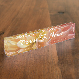 Placa De Nombre Pétalos Dahlia rosados Floral personalizada