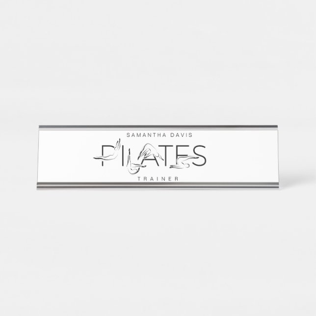 Placa De Nombre Pilates Poses en Palabra de Pilates (Anverso)