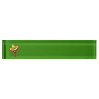 Placa De Nombre Pimienta de Chile en un Sombrero