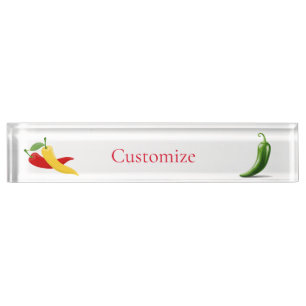 Placa De Nombre Pimiento de chile verde amarillo rojo Thunder_Cove