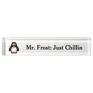 Placa De Nombre Pingüino, Personalizado de Guay - Sólo las vibraci