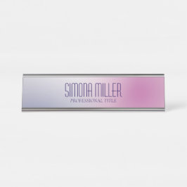 Placa De Nombre Pink Purple White Minimalist Aesthetic Gradient