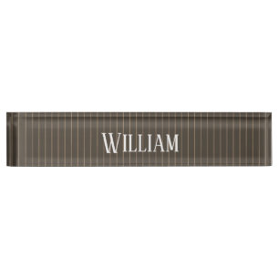 Placa De Nombre Pinstripes retro castaño personalizado