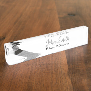 Placa De Nombre Pintura Painter Service Company Brush Gray