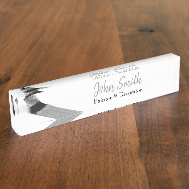 Placa De Nombre Pintura Painter Service Company Brush Gray (Lateral)
