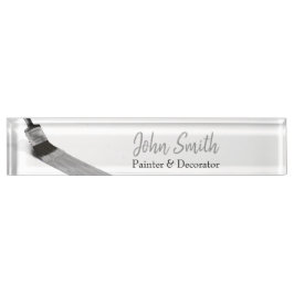 Placa De Nombre Pintura Painter Service Company Brush Gray