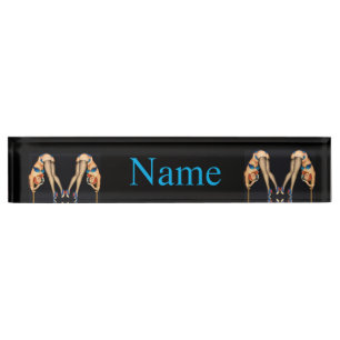 Placa De Nombre Pinups de cosecha acrobática Thunder_Cove