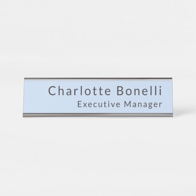 Placa De Nombre Plain Professional Modern Minimalist Blue  (Anverso)