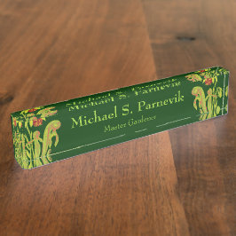 Placa De Nombre Planta carnívora del jardinero principal botánica