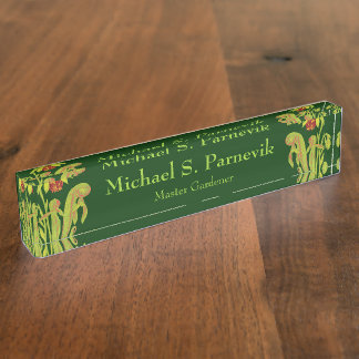 Placa De Nombre Planta carnívora del jardinero principal botánica