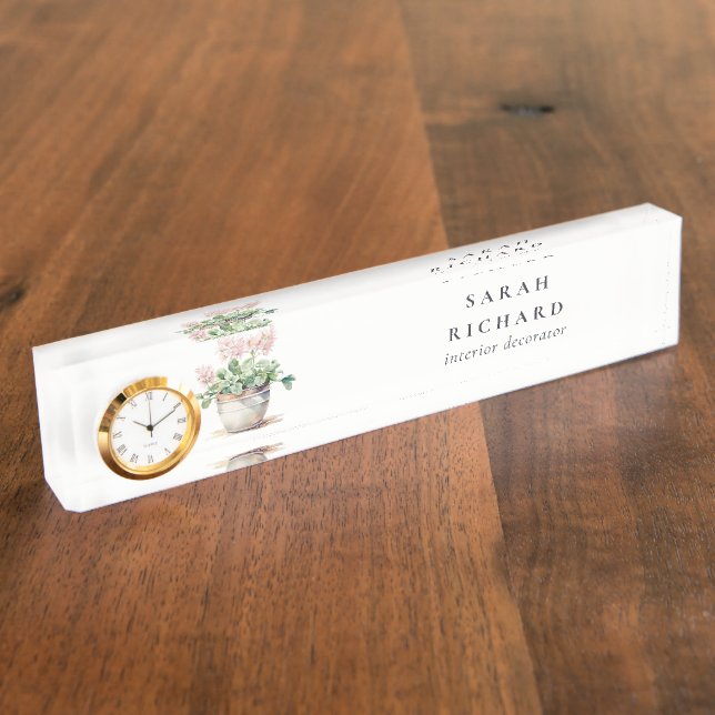 Placa De Nombre Plantas de la casa floral potentadas acuarela Botá (Lateral)