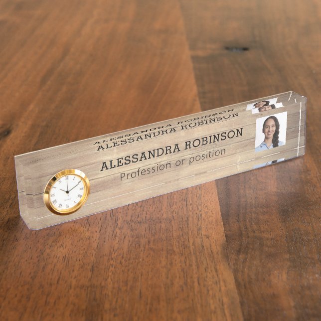 Placa De Nombre Plantilla de fotografía de madera rusa (Lateral)