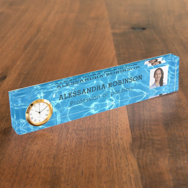 Placa De Nombre Plantilla de fotografía Tema del agua Escritorio N (Lateral)