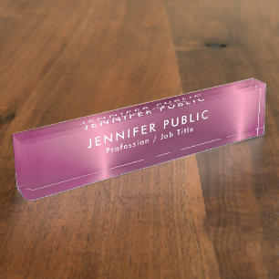 Placa De Nombre Plantilla de texto Glamour Rosa Gold Name Elegant