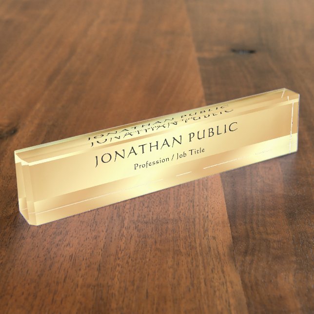 Placa De Nombre Plantilla moderna de la mirada atractiva del oro (Lateral)
