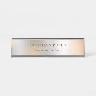 Placa De Nombre Plantilla profesional simple de la mirada de plata