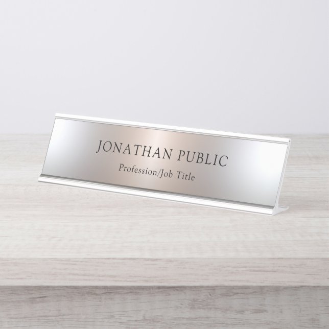 Placa De Nombre Plantilla sencilla de personalizado Glamorosa Faux (Anverso)