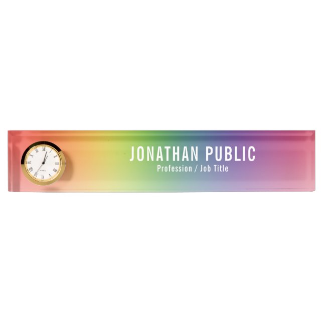 Placa De Nombre Plantilla Verde Amarillo Rojo Azul Púrpura Con Rel (Anverso)