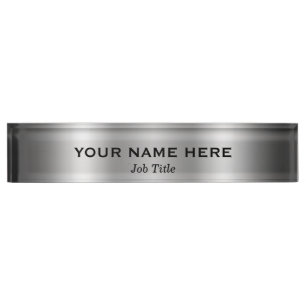 Placa De Nombre Plata Brillante Platino Moderno Mínimo Personaliza